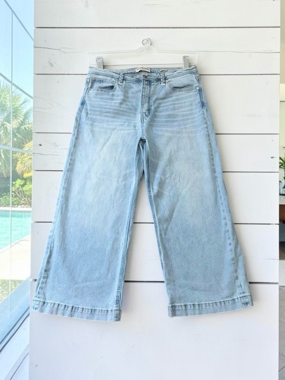 Scotch & Soda The Wave Light Wash Wide-Leg Cropped Jeans Size 32